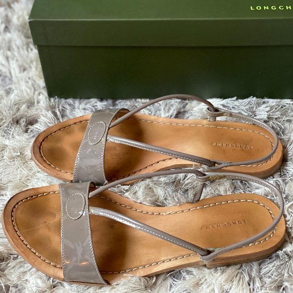 Longchamp Grey leather sandals - Picture 3 of 5